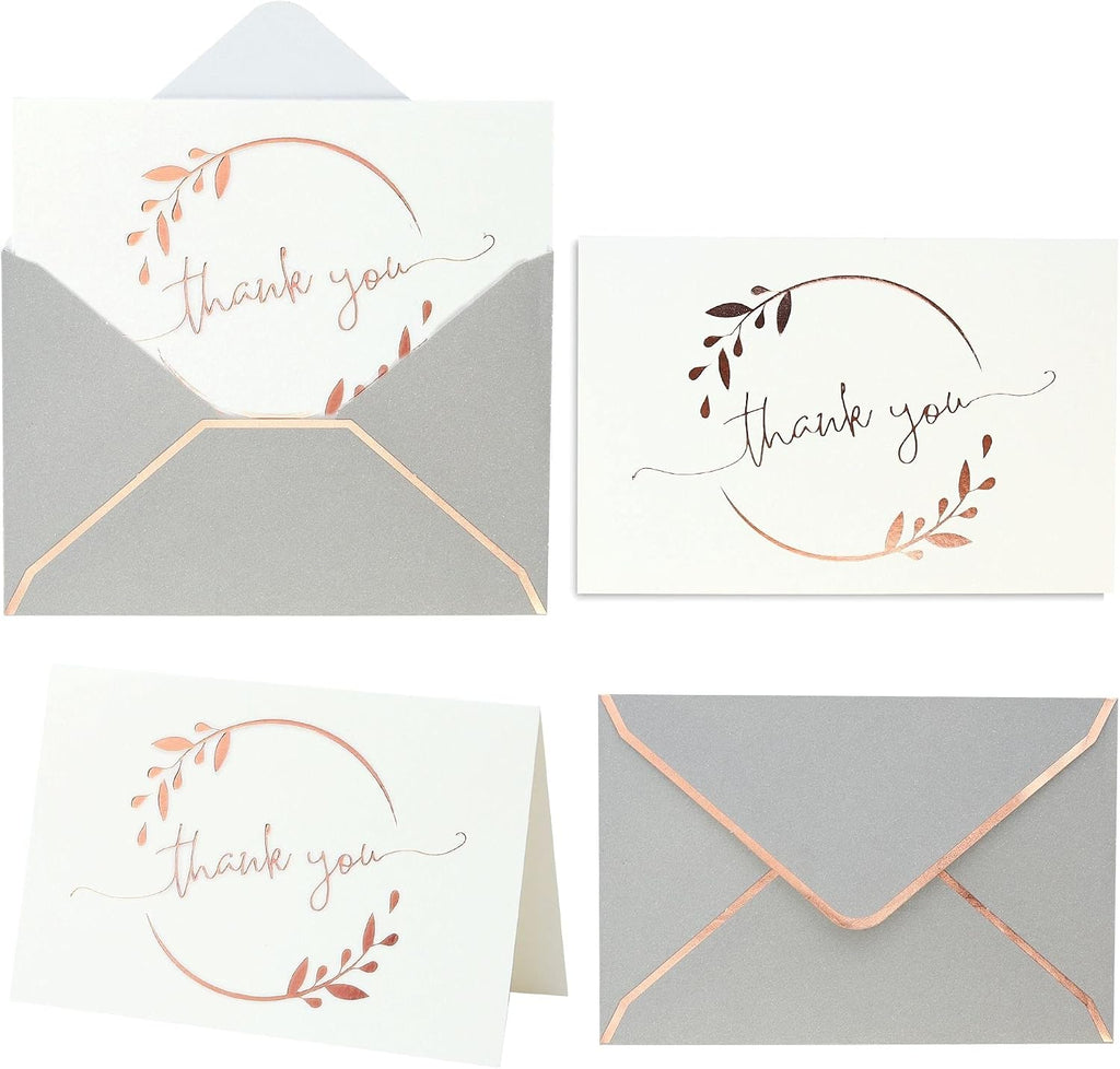 Winoo Design Heavy Duty Thank You Cards with Envelopes - 36 PK - Gold Thank You Notes 4x6 Inches Baby Shower Cards Wedding Small Business Graduation Funeral Bridal Shower (Rose Gold)