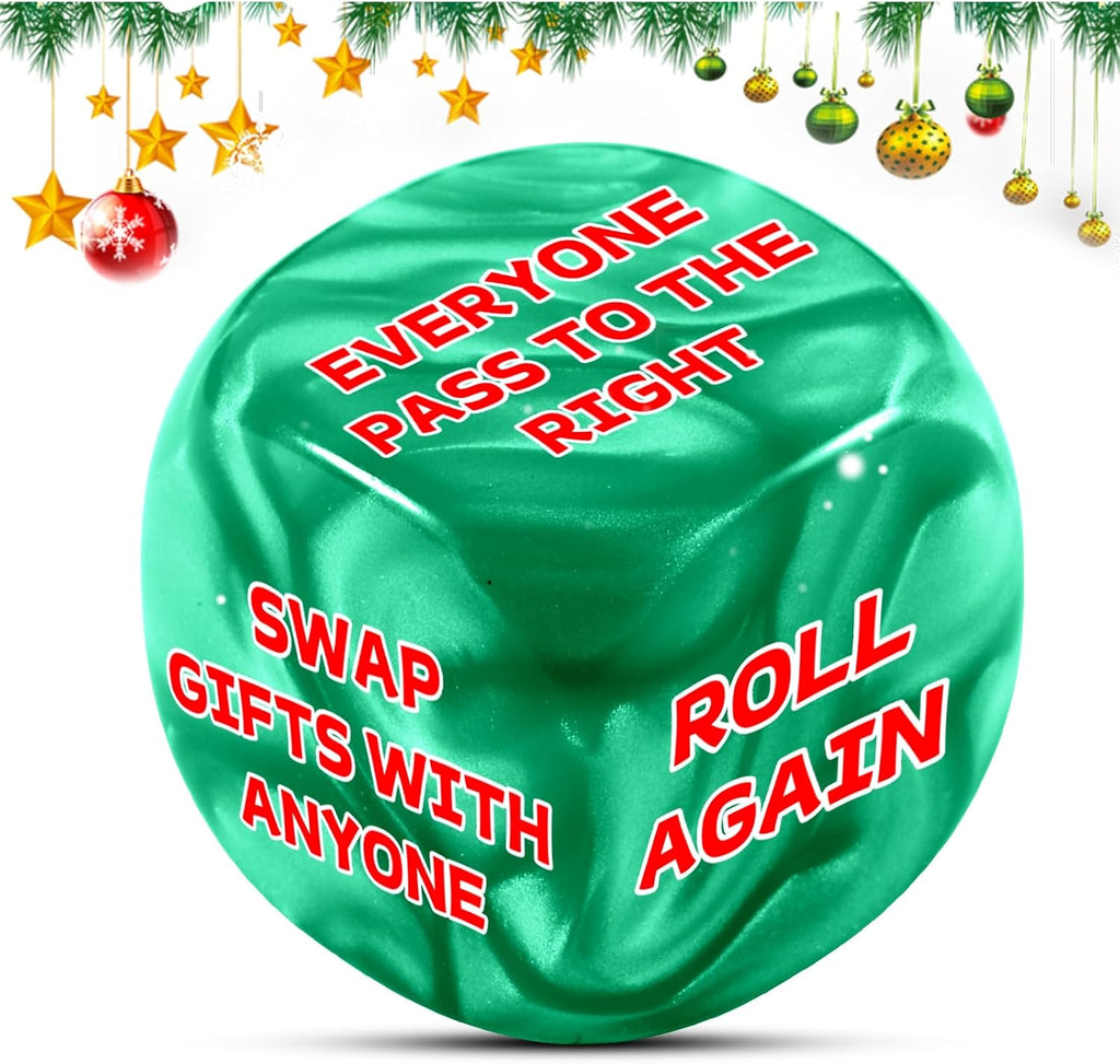 White Elephants Dice Santa Swap Gift Exchange Dice Stocking Stuffers for Women Men 2025 Christmas Dices Gift Exchange Game Funny Gifts for Adults Group Family Christmas Party Favors Xmas
