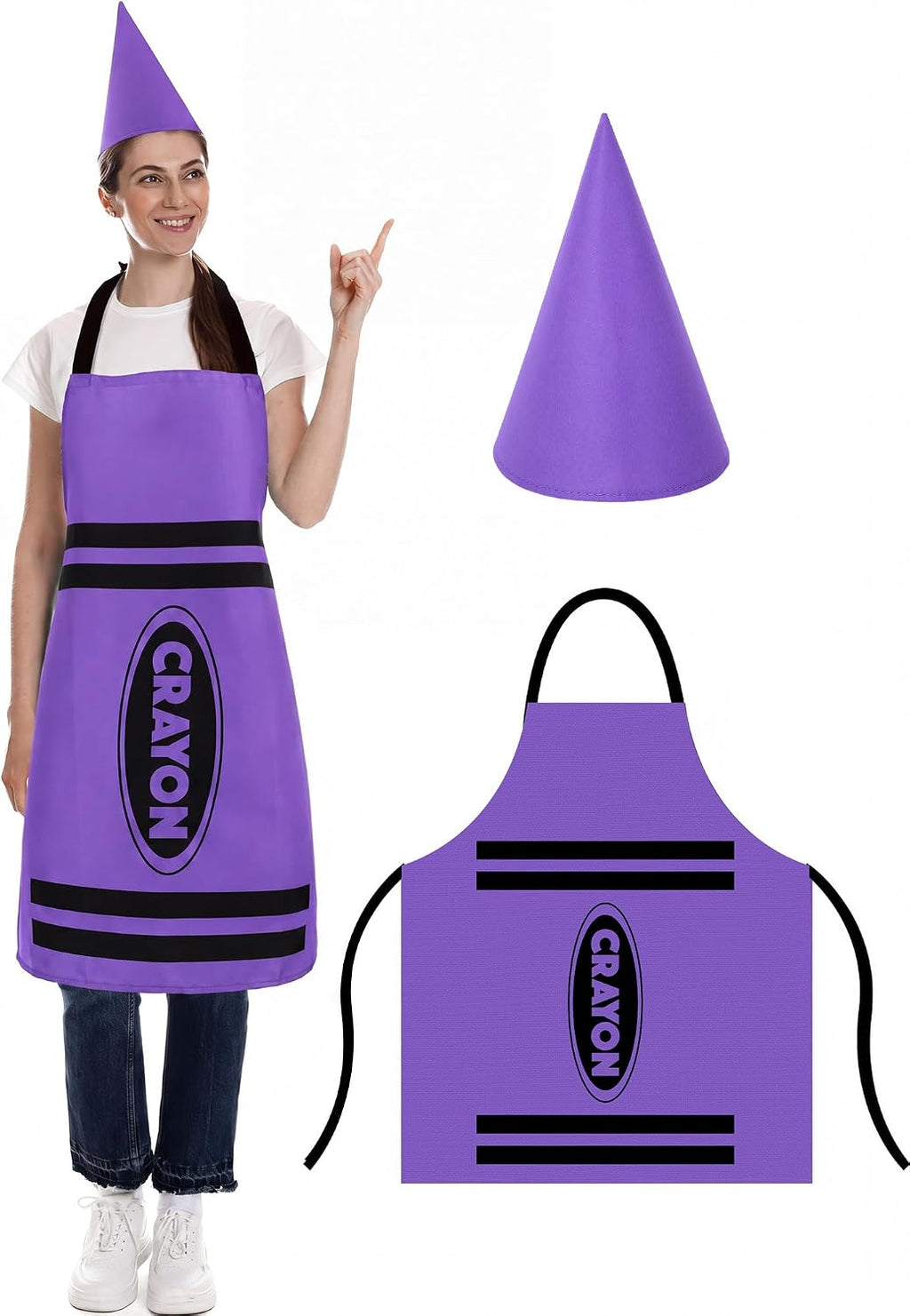 Teenyyou Crayon Costume with Apron and Cone Hat Adult