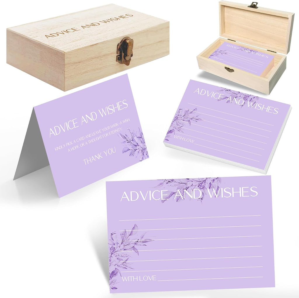 60pcs Lavender Eucalyptus Advice and Wishes Cards, 5.7"x3.8" Wedding Advice Cards for Bridal Shower, 250gsm Thick Paper Wedding Guest Book Alternative, for Mr & Mrs Engagement Party
