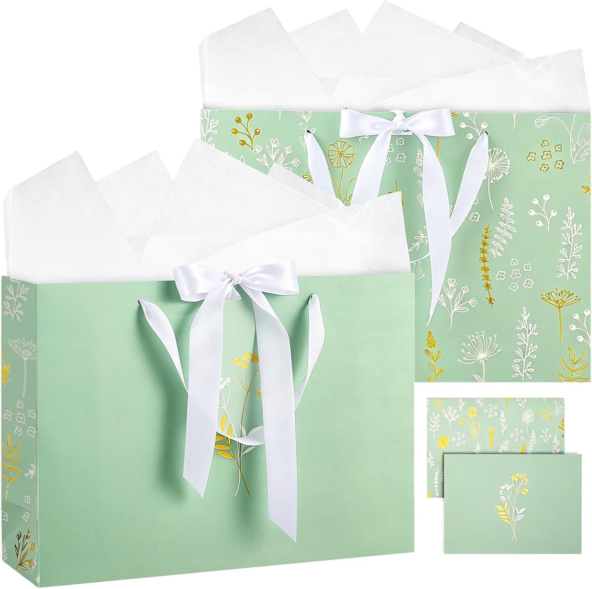 Epoesch 4 Pack Sky Blue Gift Bags with Handles and 8 Tissue Papers