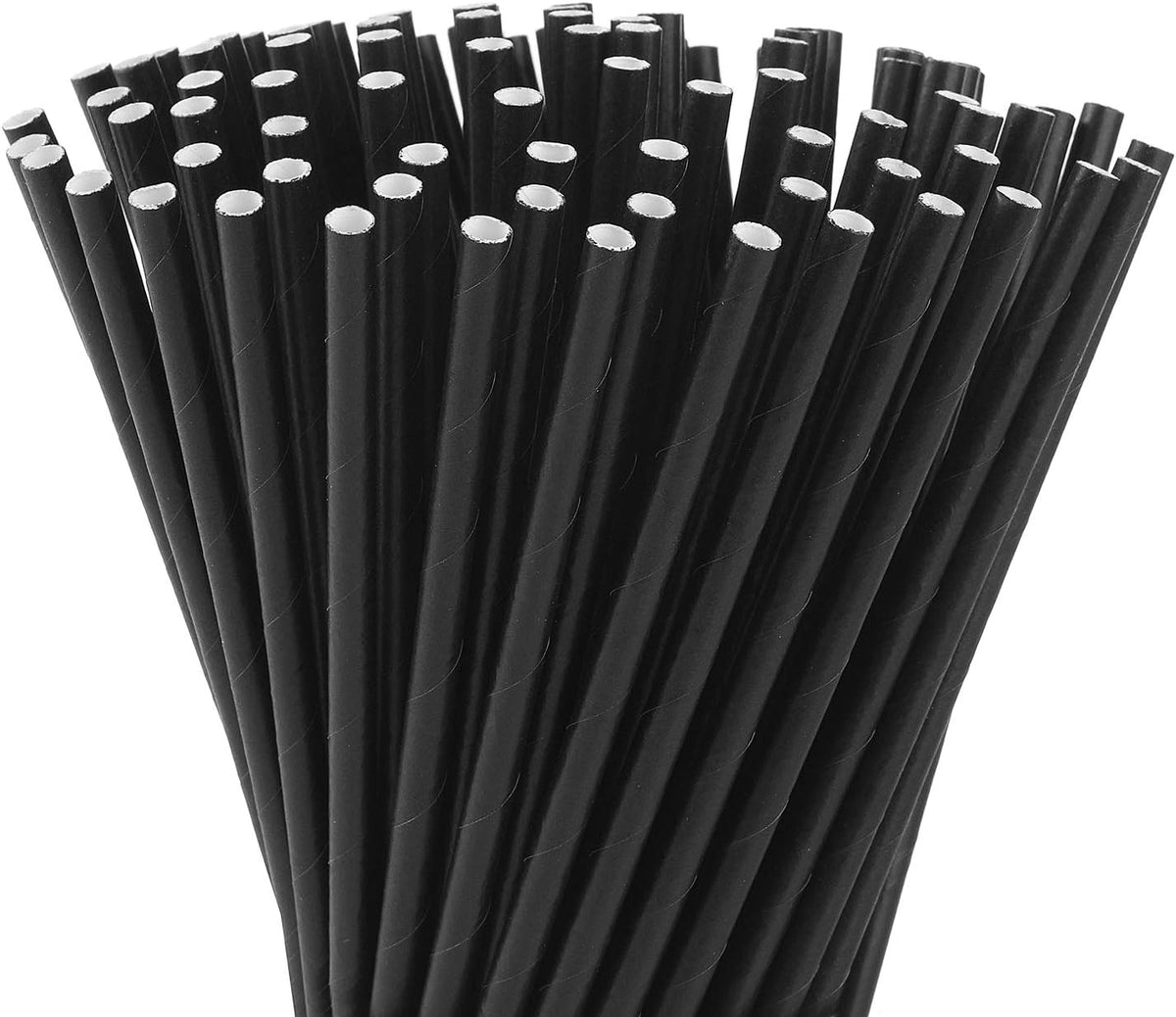 ALINK 100 Black Paper Straws, Biodegradable Disposable Drinking Straws Bulk for Halloween Party Supplies, Birthday, Wedding, Bridal/Baby Shower and Holiday Celebrations