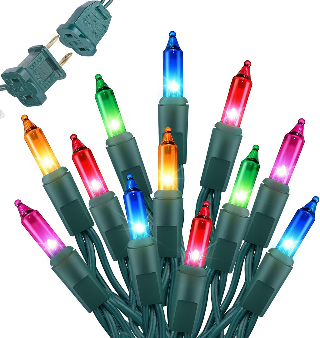 40FT Multi-Colored Christmas Lights, 200Ct Incandescent Mini String Lights