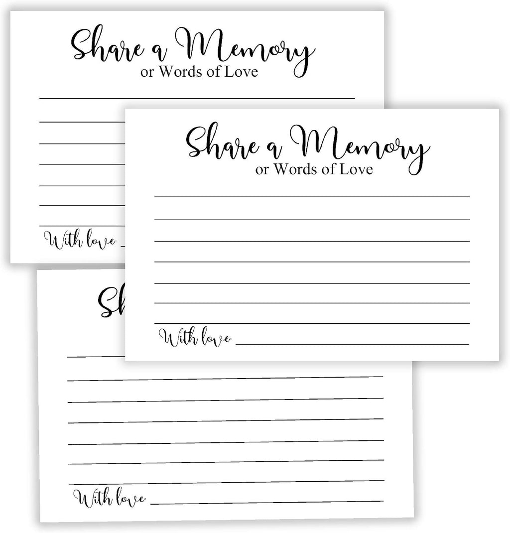 Share a Memory Cards, Funeral Guest Book, Memory Card for Celebration of Life, Graduation, Wedding, Retirement, Going Away Party, Pack of 50, 4x6 Inch