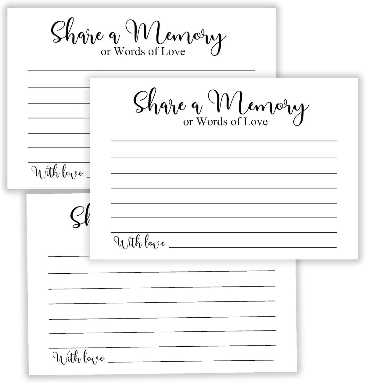 Share a Memory Cards, Funeral Guest Book, Memory Card for Celebration of Life, Graduation, Wedding, Retirement, Going Away Party, Pack of 50, 4x6 Inch