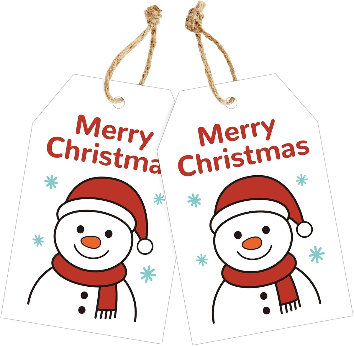 joycraft 50Pcs Merry Christmas Tags with String, Snowman Gift Tags
