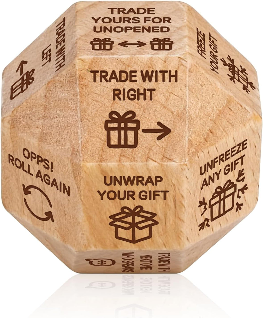 Santa Swap Gift Exchange Dice, 18-Sided White Elephant Dices Games for Family Game Night, Christmas Party Gifts Gift Exchange Dice Game for Families Adults, Funny Secret Santa Gifts Wooden Dices