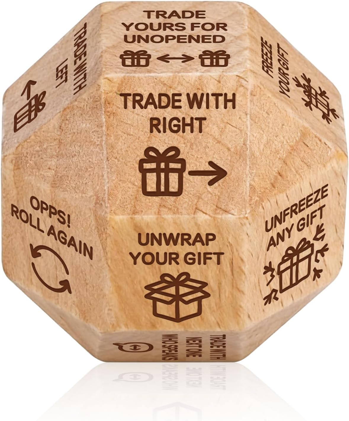 Santa Swap Gift Exchange Dice, 18-Sided White Elephant Dices Games for Family Game Night, Christmas Party Gifts Gift Exchange Dice Game for Families Adults, Funny Secret Santa Gifts Wooden Dices