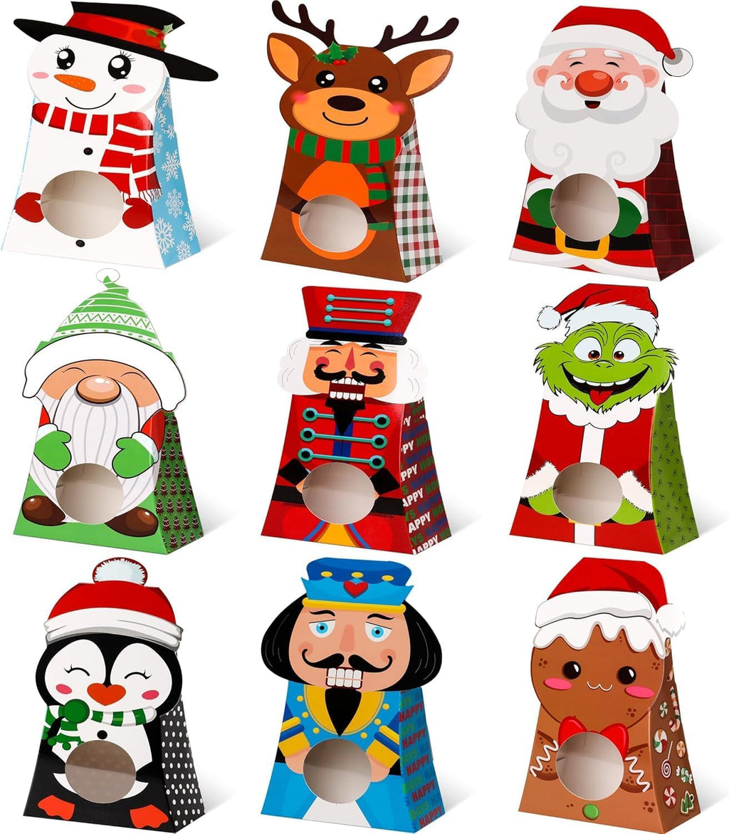 Giiffu 54Pcs Christmas Treat Boxes with Window 7.5x4x2 Inch