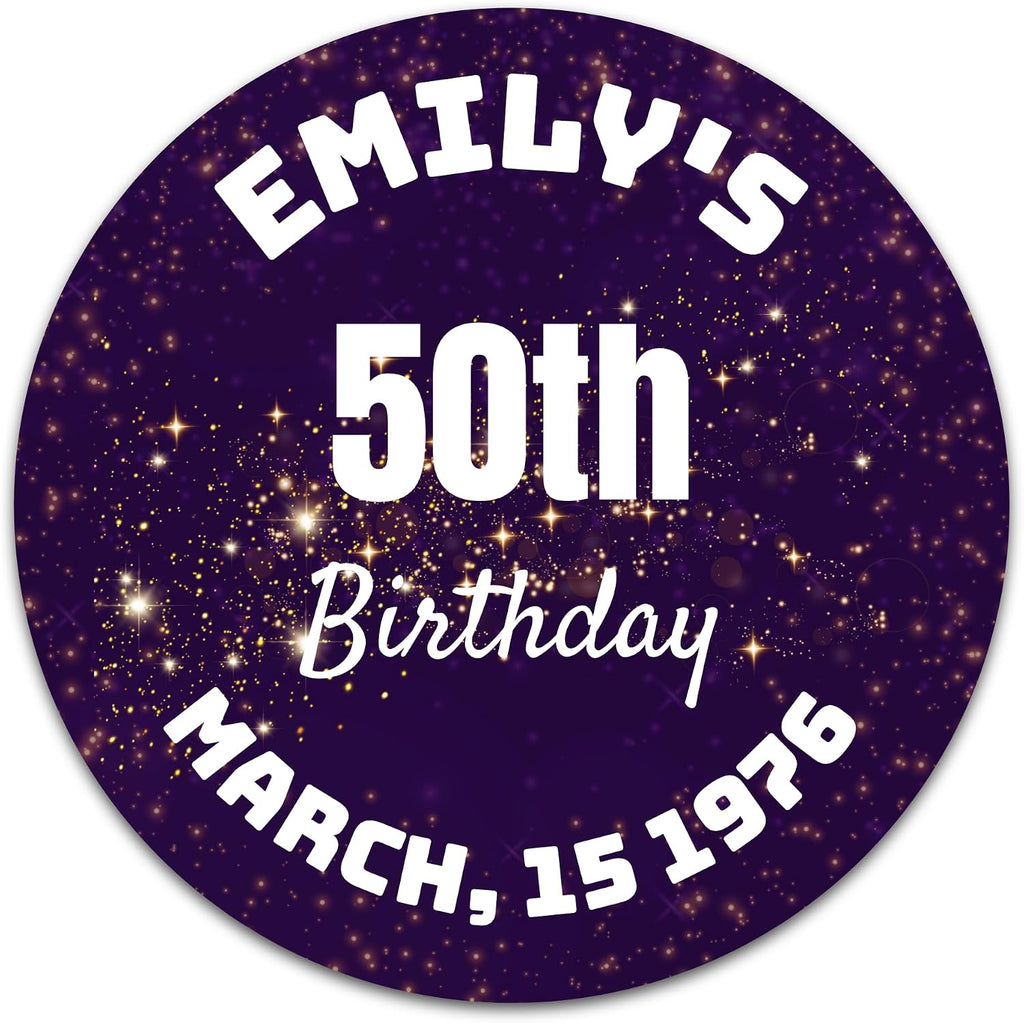 Custom Adult Birthday Stickers with Name & Age – Personalized Round Paper Labels for Milestone Birthday Party Favors, Goodie Bags, Treat Bags & Decorations (50-1000 Stickers) (Luxe Birthday)