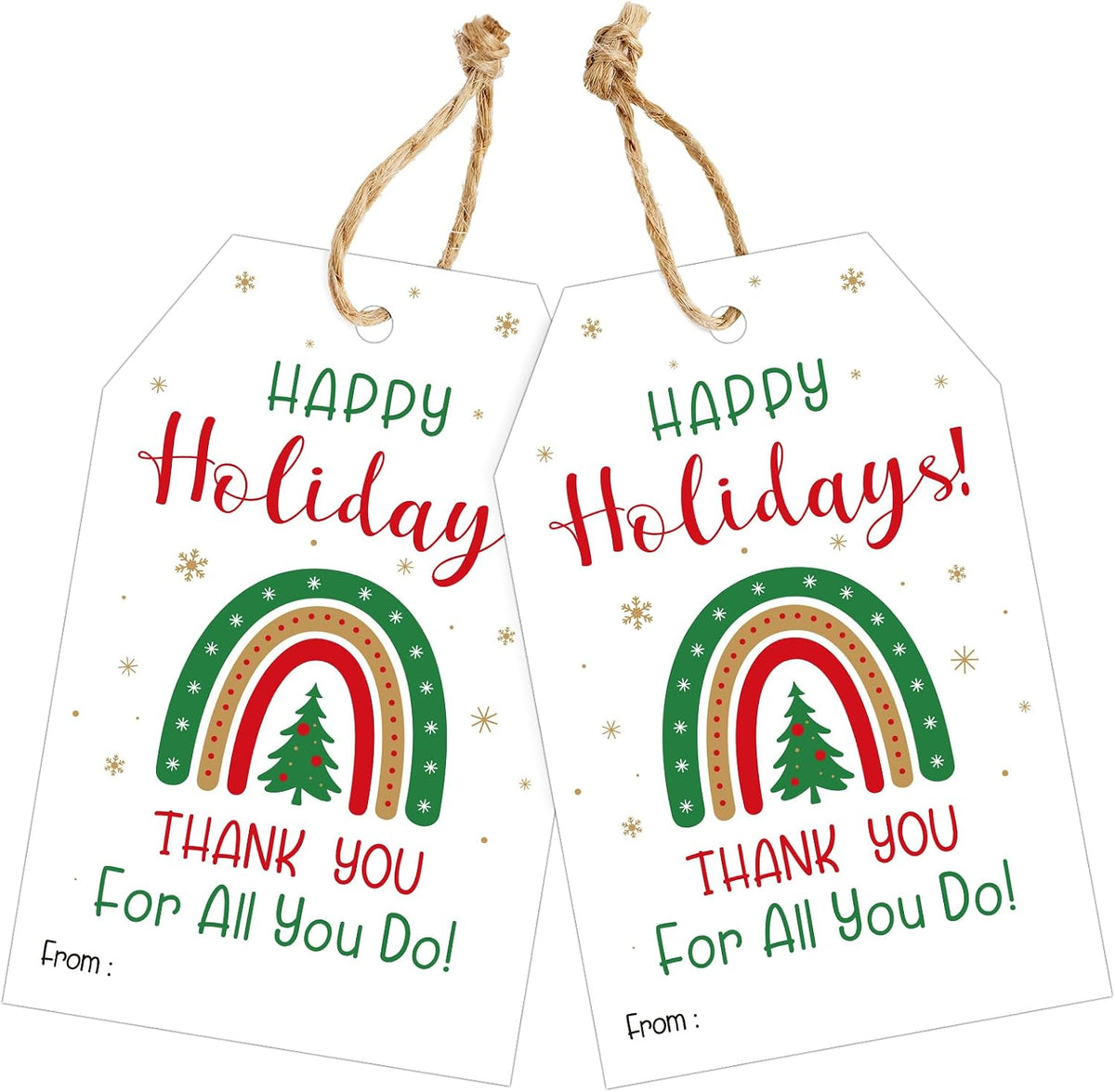 joycraft 50Pcs Christmas Tags with String, Happy Holiday Gift Tags