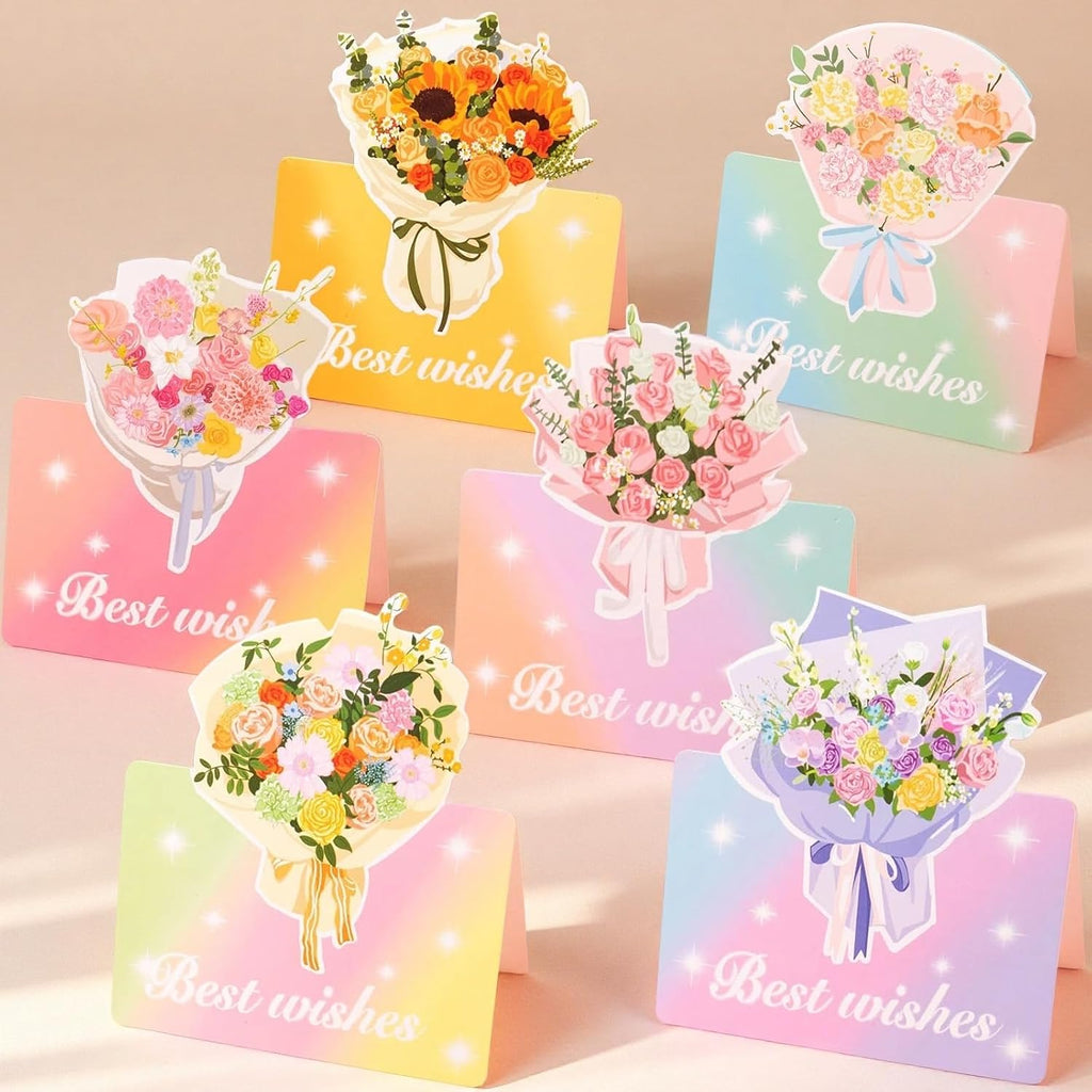 12 Pack Greeting Cards, Floral Bouquet Rainbow Gradient Design, Best Wishes for Birthday, Graduation, Mother's Day, Father's Day, Women's Day, Teachers' Day, New Year, Christmas, Thanksgiving Day, Valentine's Day, Wedding