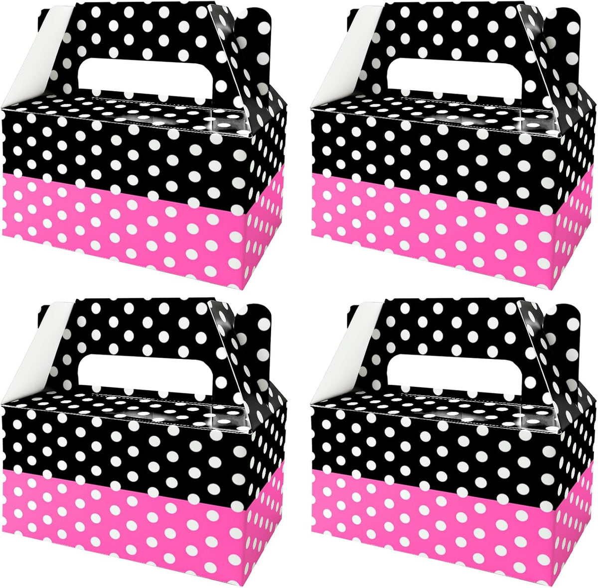 12 Pcs Cartoon Mouse Party Favor Boxes, Pink Black Polka Dot Treat Boxes