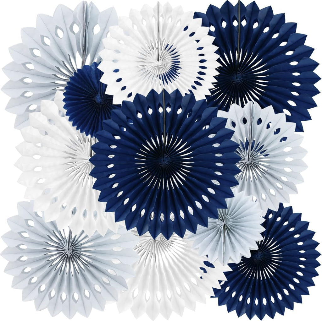 BEISHIDA Honeycomb Round Paper Fan Blue Gray White Hanging Party Decoration