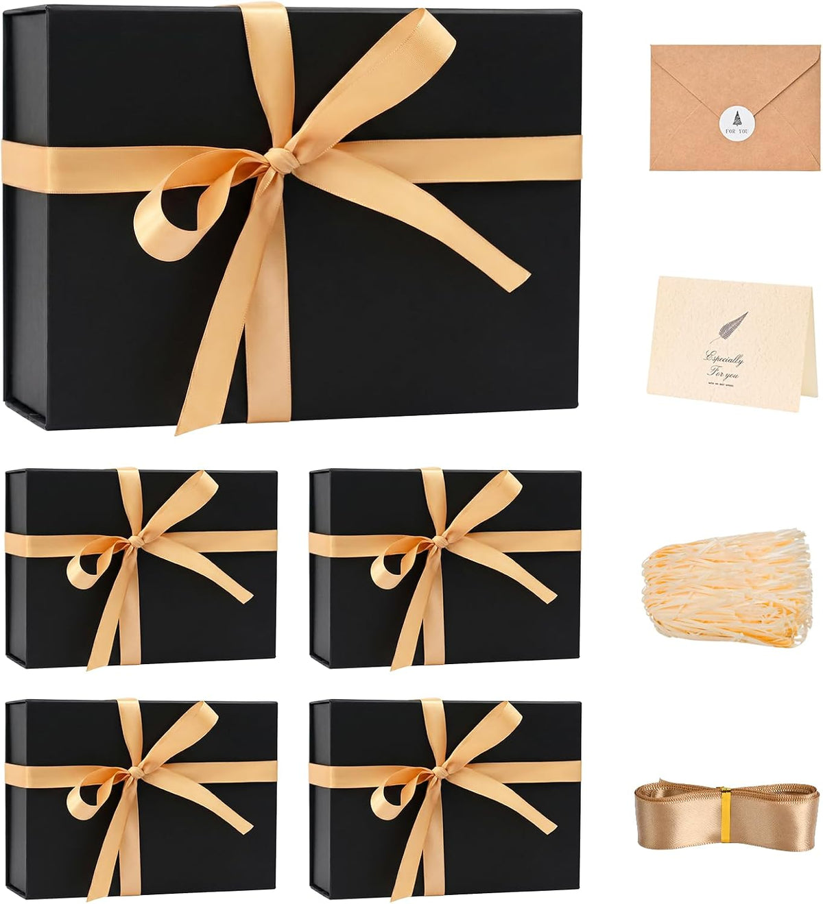 Black Birthday Gift Box with Magnetic Lid for Presents, 9.5"x7"x3.5"