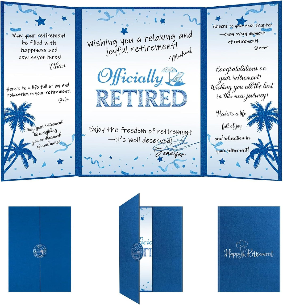 Retirement Guest Book Alternative Signing Board Card, Blue, 18 X 12 In