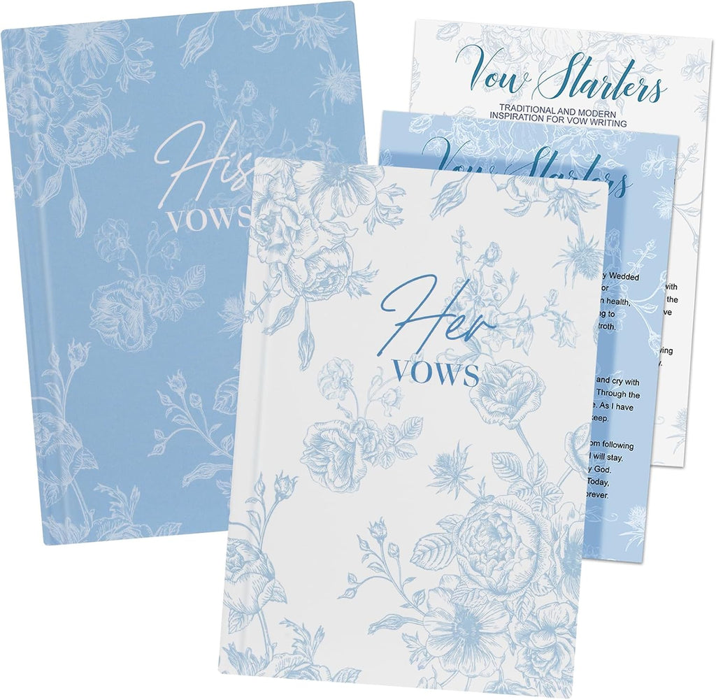 2 Pcs Vow Books His and Hers Floral Wedding Vow Books with 60 Pages