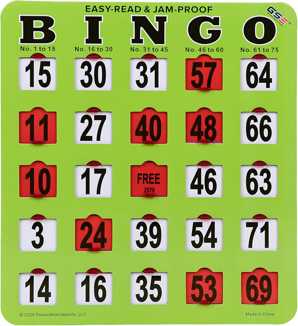 GSE Jumbo Easy-Read Shutter Slide Bingo Cards Bulk, 100-Pack Reusable Cards