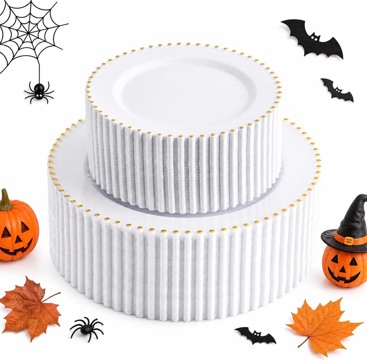 Vyntra 50 Pcs Ivory 7 Inch Scalloped Paper Dessert Plates