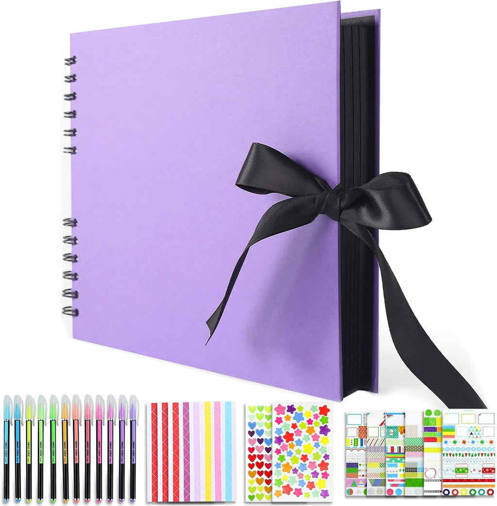 Vienrose Scrapbook Album 80 Pages 11x8 Inch Black