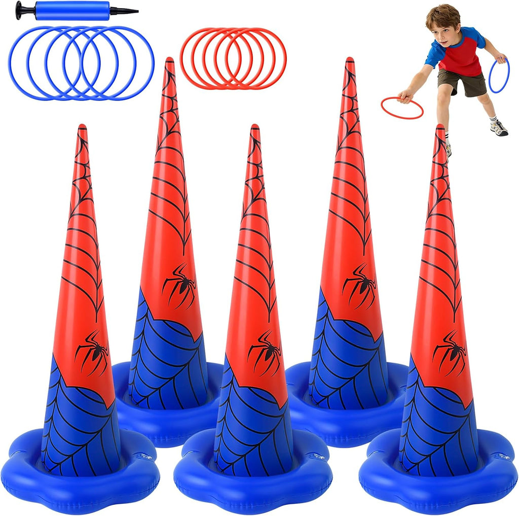 5 Pack Inflatable Spider Web Ring Toss Game, Birthday Party Games for Kids