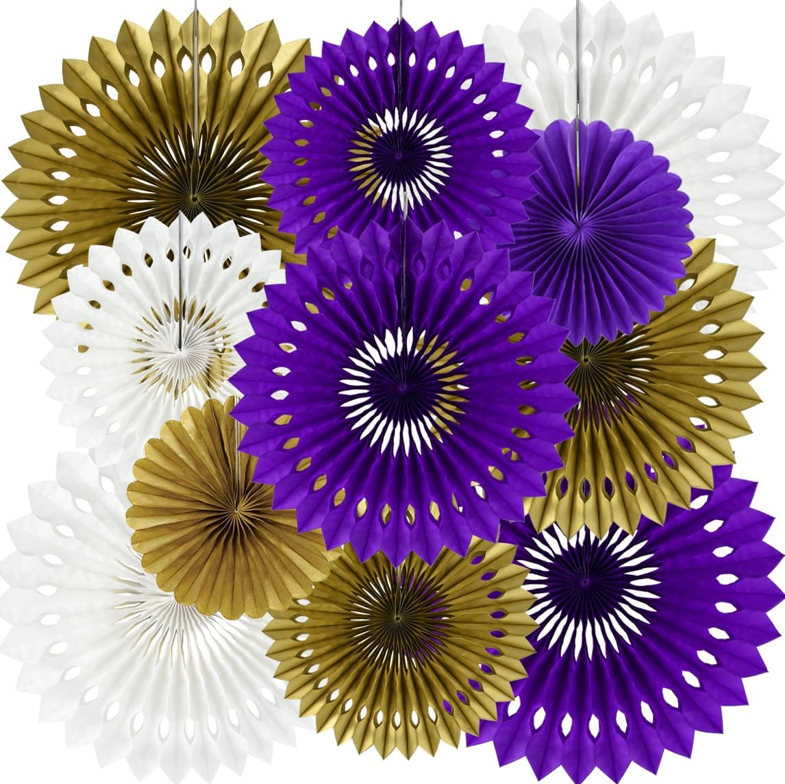 BEISHIDA Honeycomb Round Paper Fans Purple Gold Hanging Party Decoration