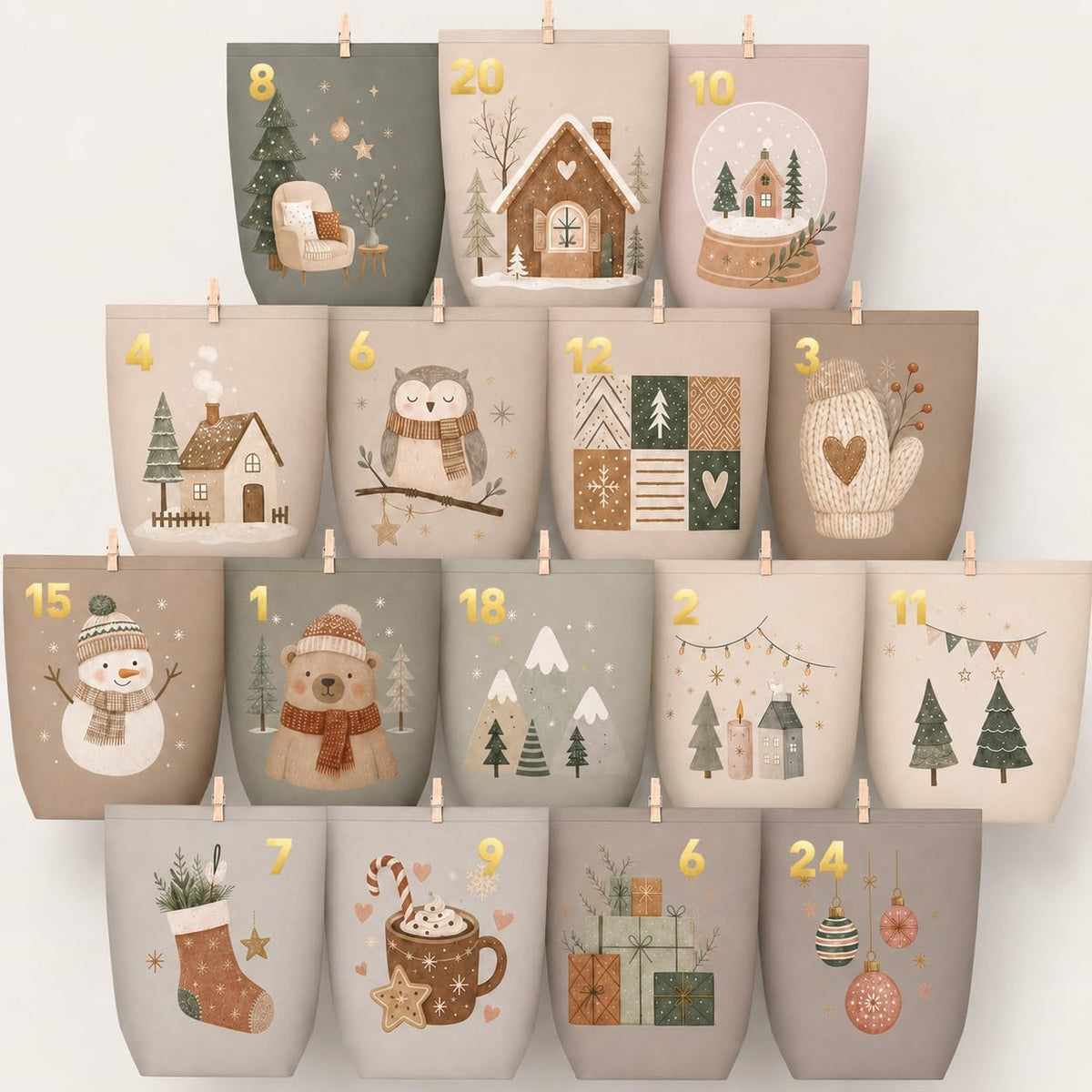 Yinsun Advent Calendar 2026, 24 Christmas Empty Calendars to Fill