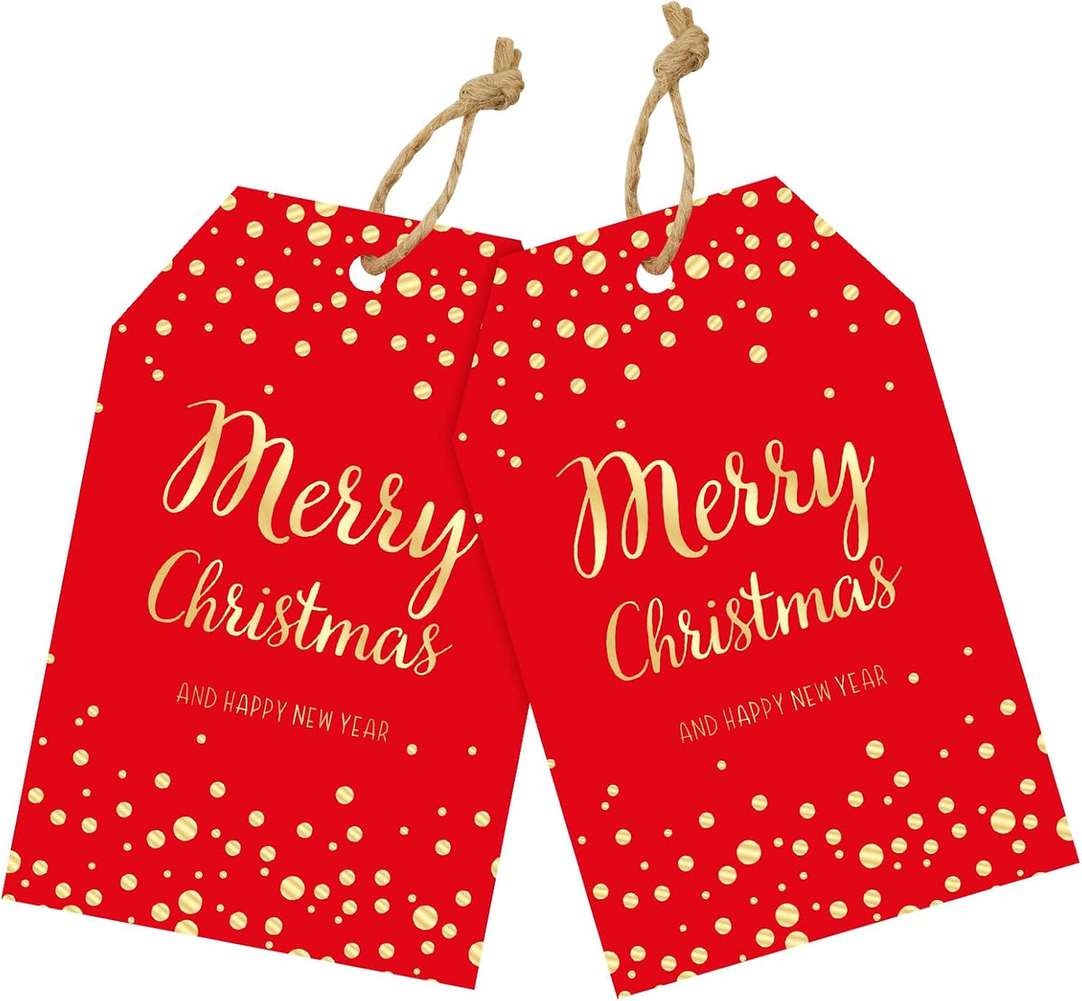 joycraft 50Pcs Christmas Tags with String, Red Merry Christmas Gift Tags