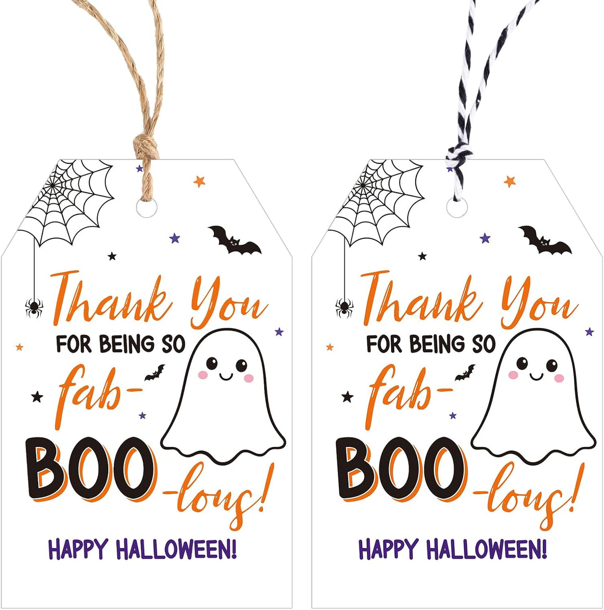 Alynta Halloween Tags with String 50Pcs Happy Halloween Paper Gift Tags