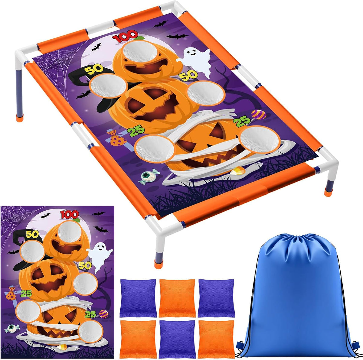 Viorawhite Bean Bag Toss Game for Kids, Portable Cornhole Set