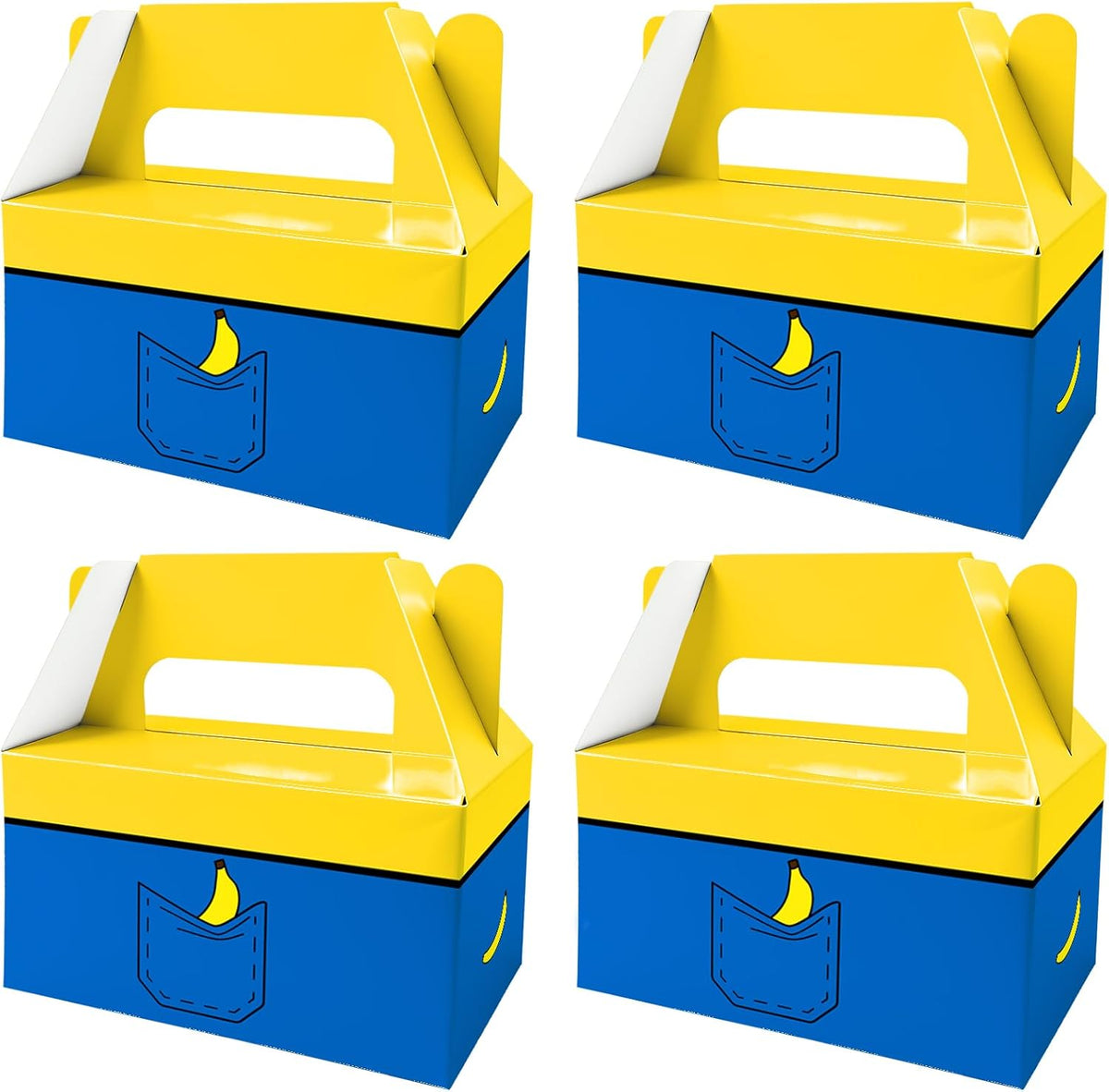BGFMVS 12 Pack Yellow Blue Banana Pocket Party Favor Boxes Candy Treat Bags