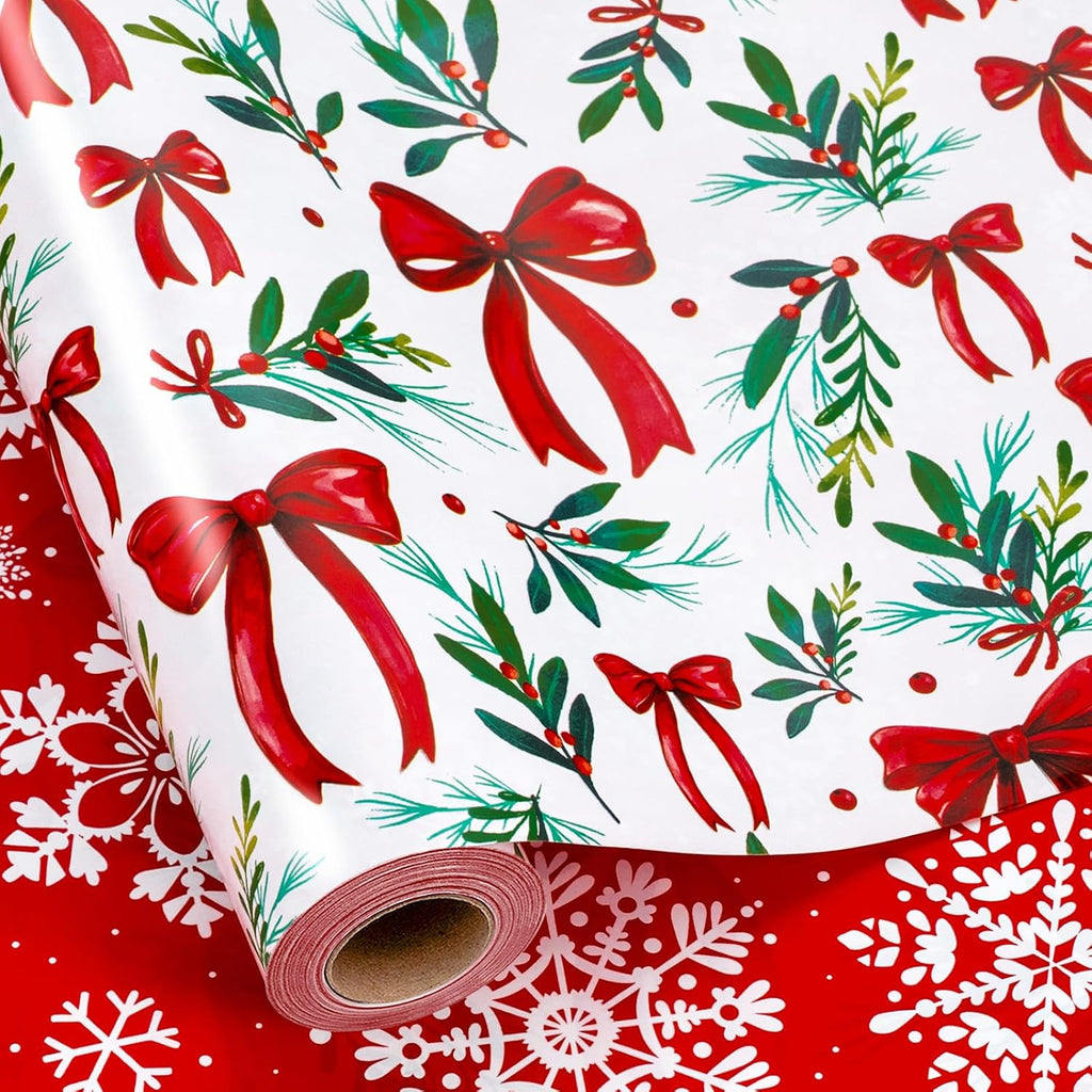 Yarcony Christmas Wrapping Paper Jumbo Roll, Red and Green Wrapping Paper