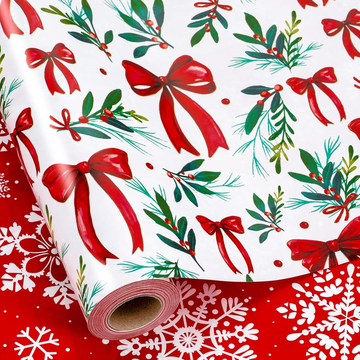 Yarcony Christmas Wrapping Paper Jumbo Roll, Red and Green Wrapping Paper