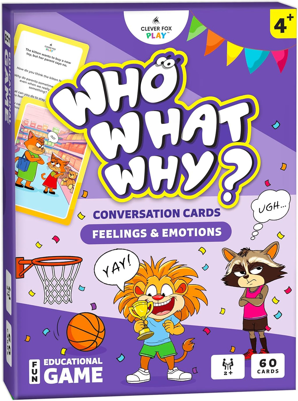 Who What Why Feelings Conversation Cards for Kids, Social SEL Game, Ages 4+