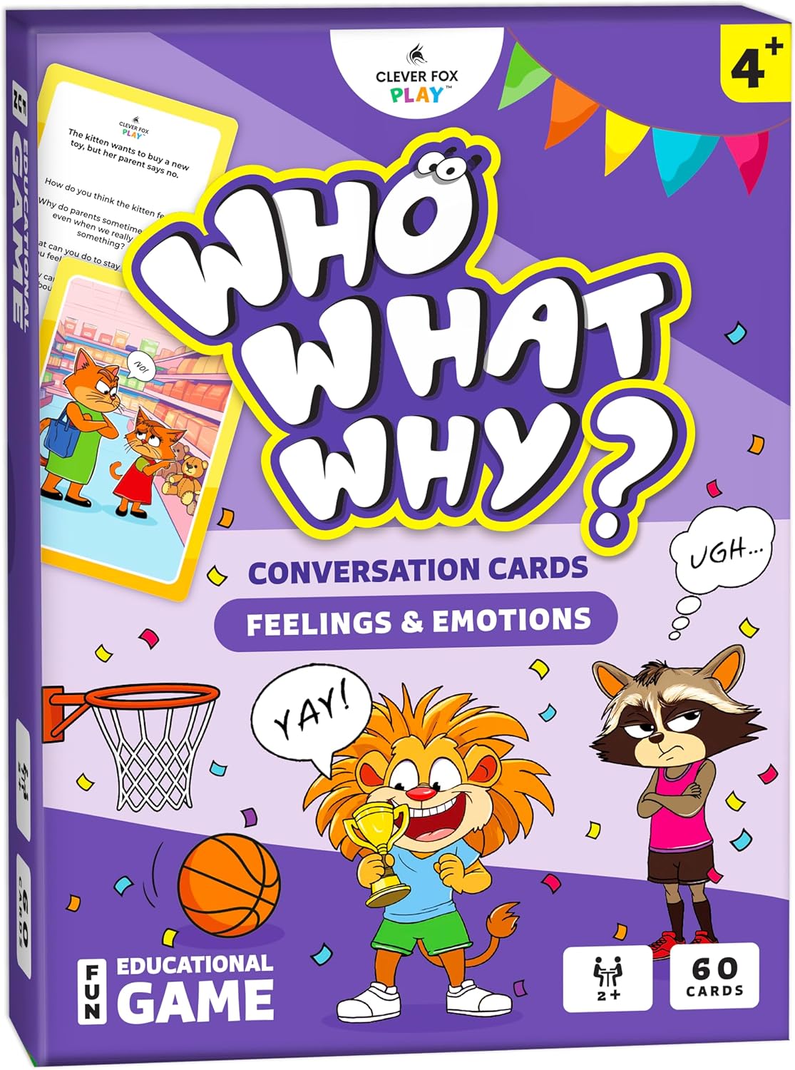 Who What Why Feelings Conversation Cards for Kids, Social SEL Game, Ages 4+