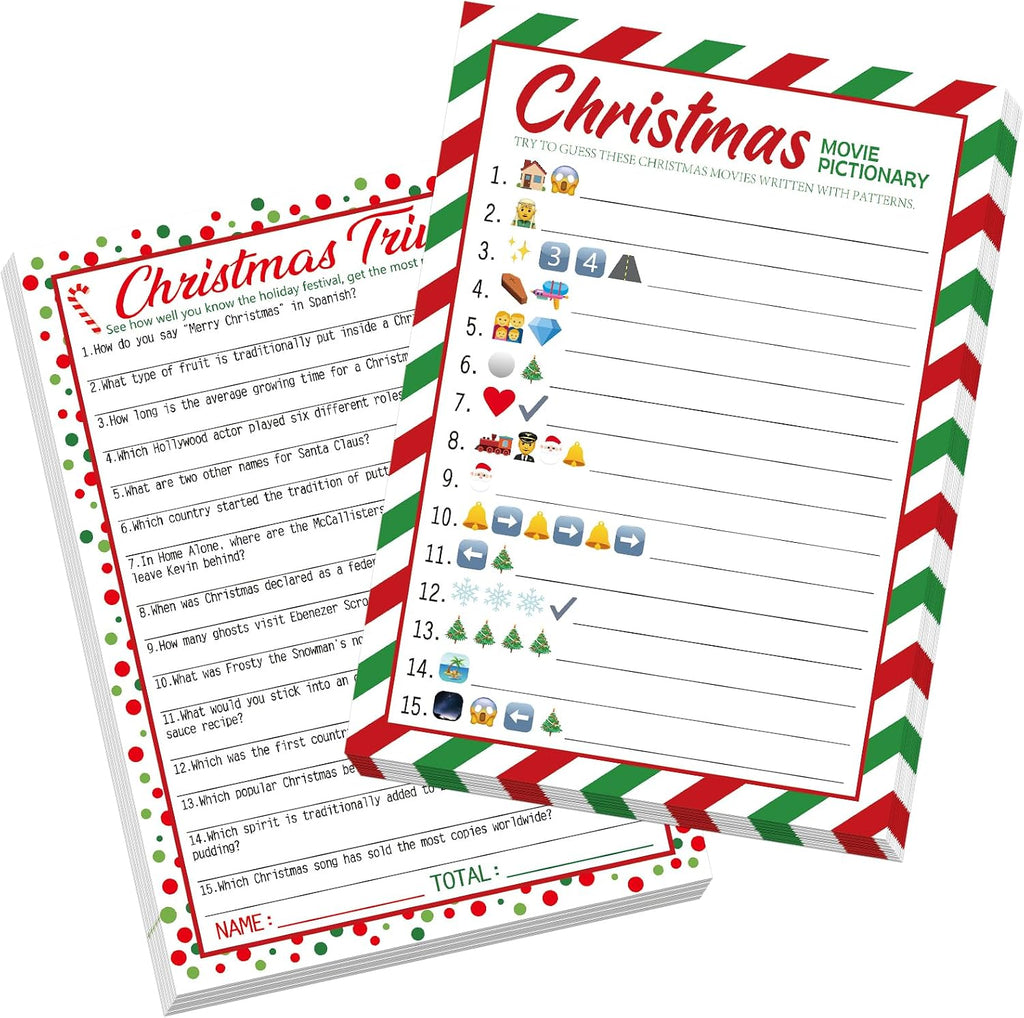 COCHIE 30 Players Christmas Party Games for Adults Family Office Large Groups, Xmas Parties Movies Pictionary Game, Riddle Game, Christmas Trivia Games with Answer Key (Xmas Quiz)