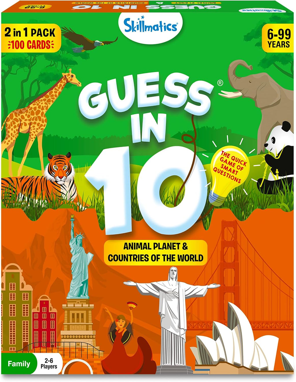 Skillmatics Guess in 10 Animals & Countries Combo - Card Game for Kids