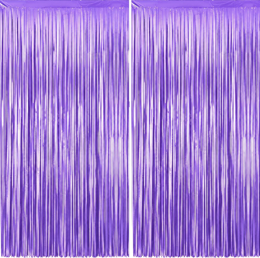 KatchOn Purple Streamers Backdrop - 3.2x8 Feet, Pack of 2, Purple Decor