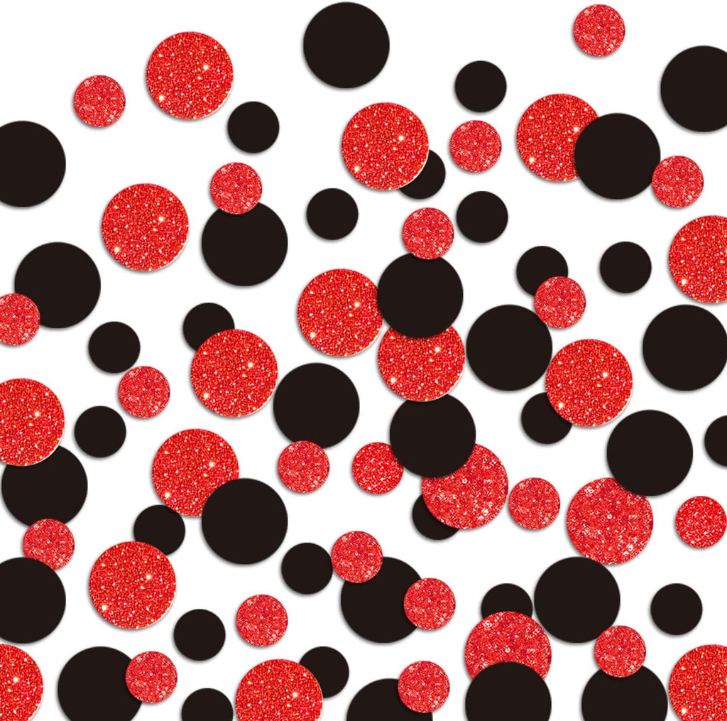 Letjolt Red Black Confetti Glitter Dots Table Decorations 100 Pcs