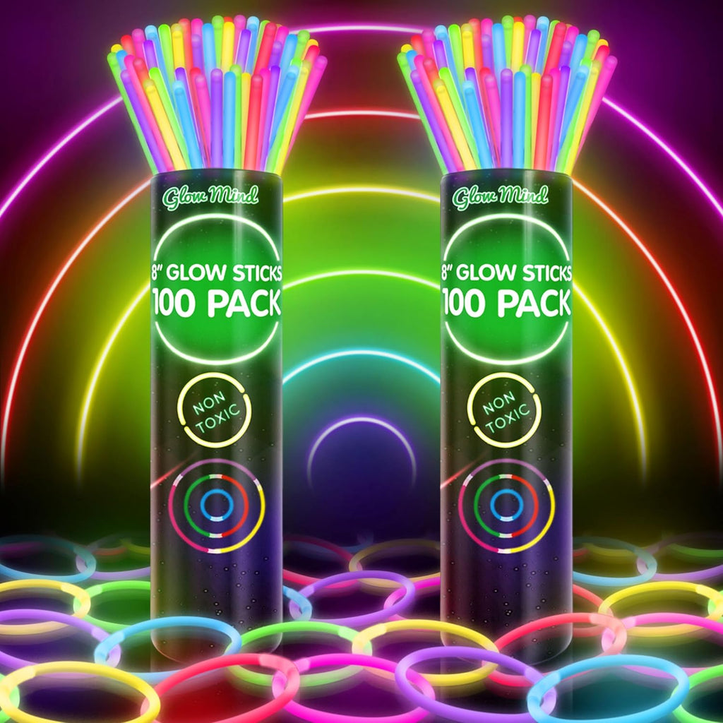200 Glow Sticks Bulk Party Pack, 8" Halloween Glow Bracelets and Necklaces