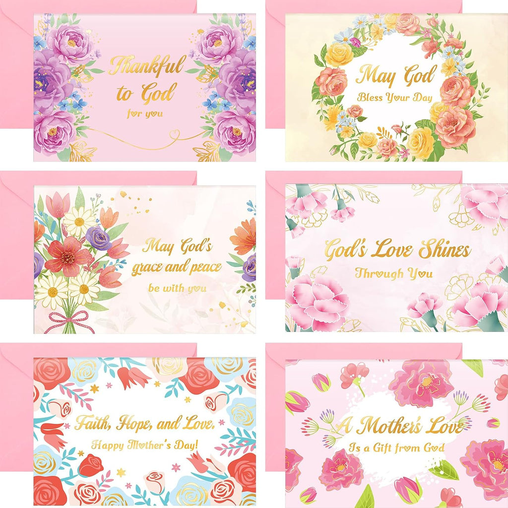 Crtiin 240 Set Mother's Day Religious Cards Bulk 2027 Christian Gold Foil