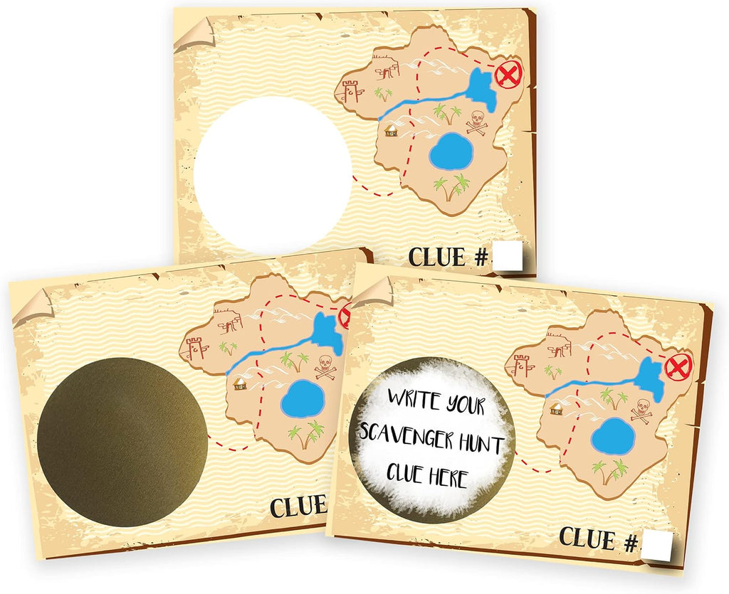 Make Your Own DIY Treasure Map Scavenger Hunt Scratch Off ScratchNotes 20 Pack 3x4 Note Cards & Stickers