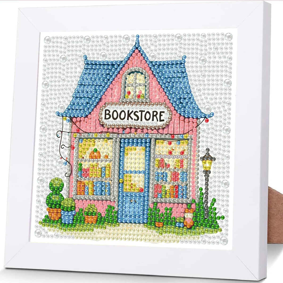 Bookstore Diamond Art Kit for Kids with Frame,DIY Crafts for Girls Boy