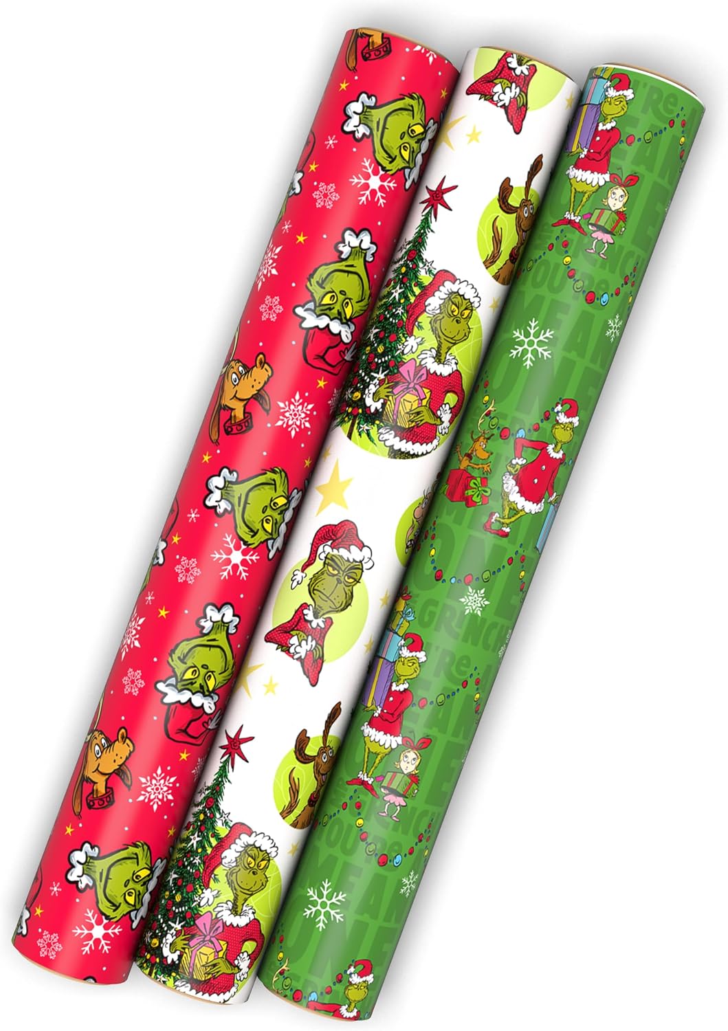 Hallmark Dr. Seuss Christmas Wrapping Paper Mini Rolls, 3-Pack (Grinch)