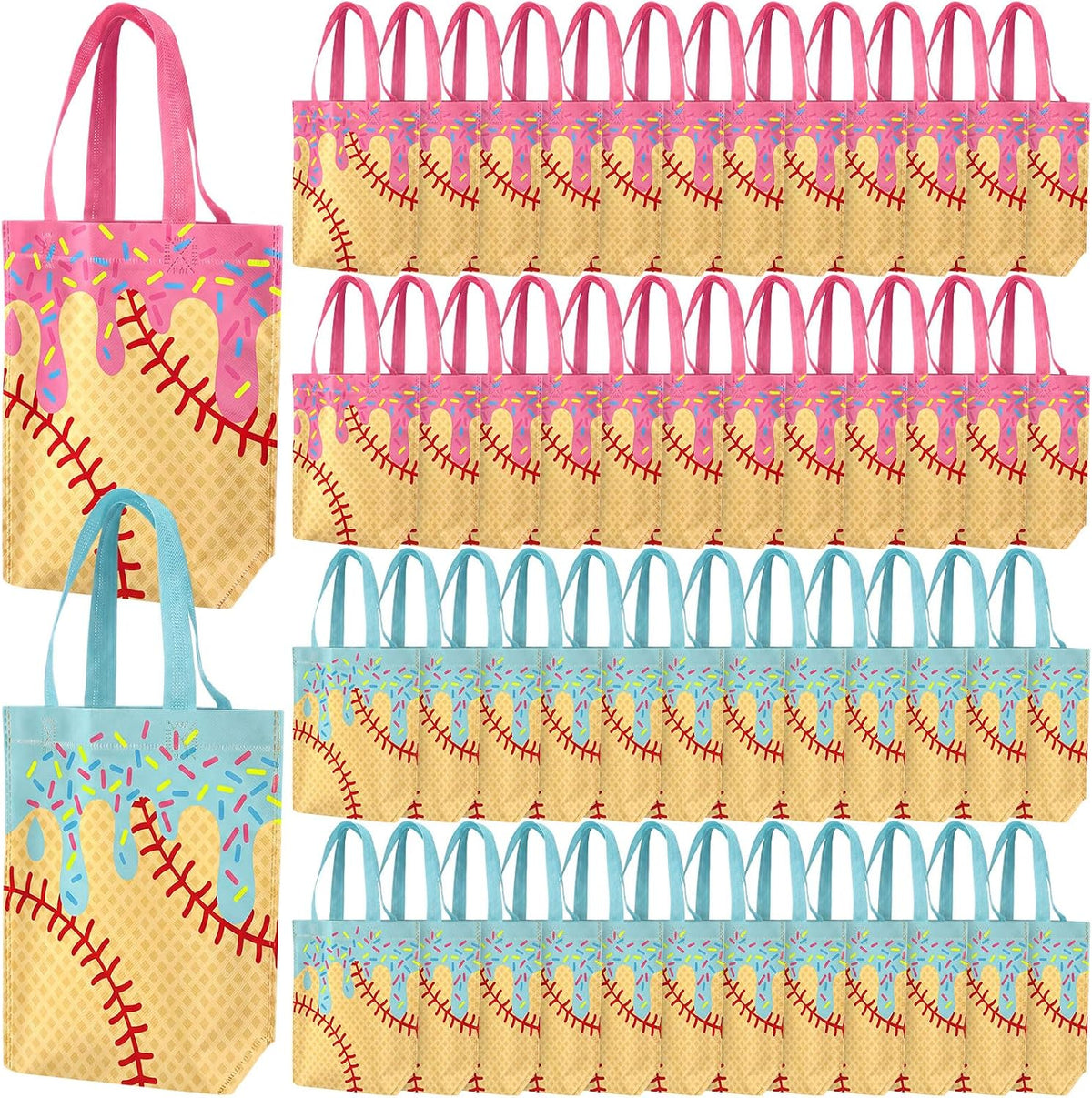 Hosuly 24 Pcs Baseball Ice Cream Drip Gift Bags Bulk 15.2 x 10.2 in