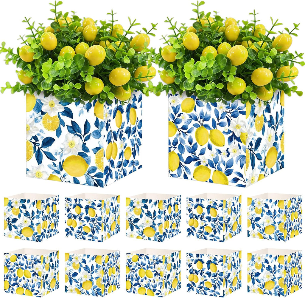 Cinrobiye 24 Pcs Amalfi Coast Centerpieces for Tables, Capri Blue Tile Lemon Party Decorations, Italian Summer Table Decor for Bridal Shower, Baby Shower, Birthday Party and Mediterranean Theme Events