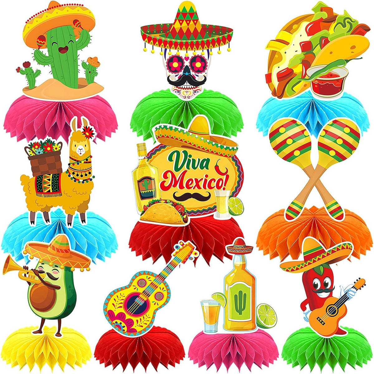 10Pcs Fiesta Party Decorations Mexican Cinco De Mayo Centerpieces