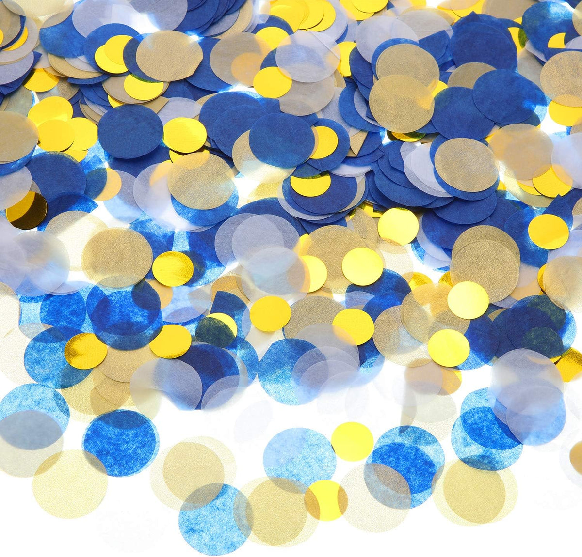 TecUnite Blue Gold Confetti Tissue Table Confetti, 2.5 cm