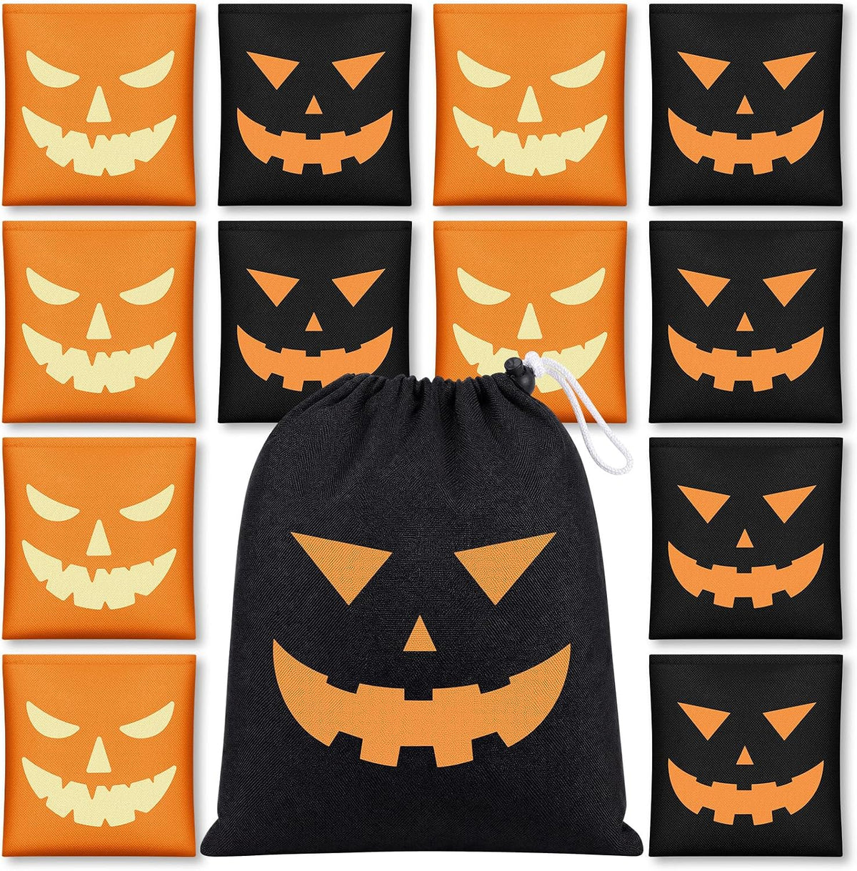 Civaner 12 Pcs Halloween Bean Bags for Tossing 3.15 Inch Pumpkin Toss Game