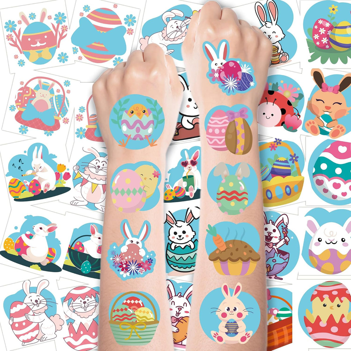 Easter Basket Stuffers -150PCS Easter Tattoos for Kids | Easter Egg Fillers Stickers for Boys Girls, Easter Games Gifts Crafts Party Favors Accessories | Easter Basket Stuffers for Children